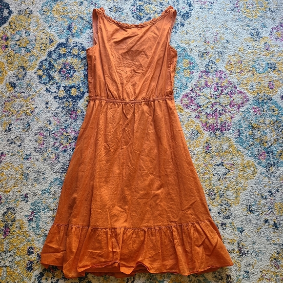 Banana Republic cotton ruffle dress sundress slip dress orange - Picture 5 of 14